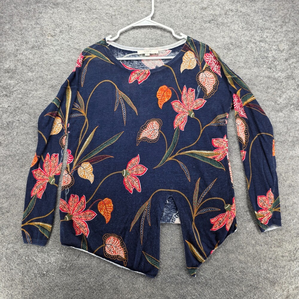 LOFT Ann Taylor Shirt Womens Small Long Sleeve Blue Floral